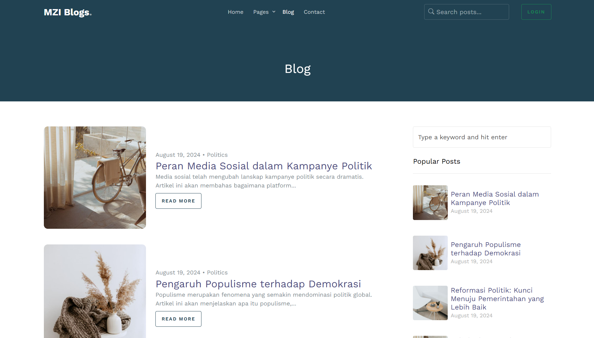 Latihan membuat Blog Sederhana